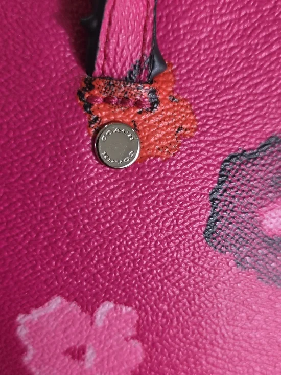 COACH F35161 PINK FLORAL/Silvertone Street Zip Tote Project Bag FAIR - Picture 7 of 17